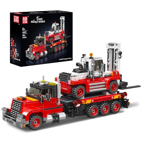 Mould King 24079 MOC Technik Gabelstapler-Transporter-Baustein-Set (enthält einen schweren Transport-LKW und einen Gabelstapler) Technologie Ingenieurserie Klemmbausteine Bausatz 906+Teile von Mould King