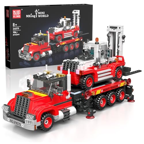Mould King 24079 Technik Klemmbausteine LKW Gabelstapler Autotransporter Bausteine Modell Gabelstapler Bausatz Baufahrzeug Spielzeug Kompatibel mit Andere Marken (906 Teile) von Mould King