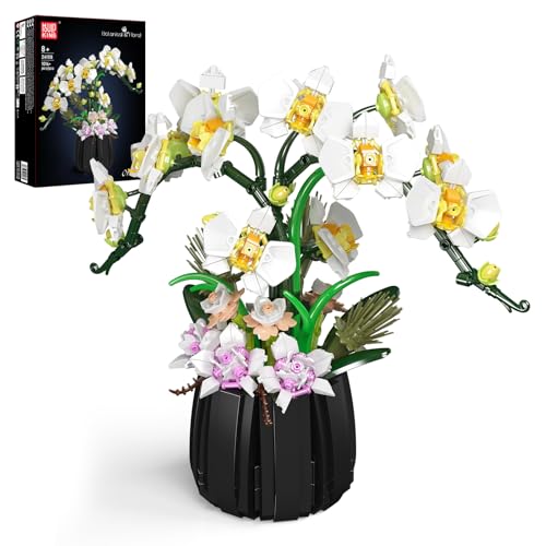 Mould King 24108 MOC Orchideen Blumen Bausteine, 1014 Teile Topfpflanzen-Blumenkunst ModellBausatz, Technik Spielzeug für Erwachsene und Kid 8+ Jahre von Mould King