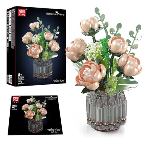 Mould King 24109 MOC Rosenstrauß Blumen Bausteine, 981 Teile Topfpflanzen-Blumenkunst ModellBausatz, Technik Spielzeug für Erwachsene und Kid 14+ Jahre Mould King 24109 MOC Rosenstrauß Blumen Bausteine, 981 Teile Topfpflanzen-Blumenkunst ModellBausatz, Technik Spielzeug für Erwachsene und Kid 14+ Jahre von Mould King