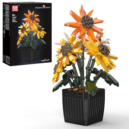 Mould King 24111 Sonnenblumen Bausteine Modellbausatz für Erwachsene - Realistische Zimmerpflanze als Home und Büro Deko von Mould King