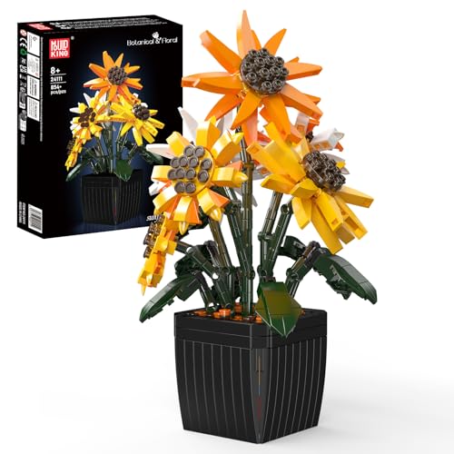 Mould King 24111 Technik Sonnenblume Blumen Bausteine, 854 PCS Strauß Modell, Technologie Klemmbausteine Bausatz für Pflanzenstrauß Spielzeug von Mould King