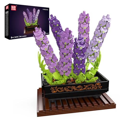 Mould King 24112 Veilchen Blumen Baustein Set,kreatives Bastelmodell für realistische Blumensträuße mit Blumentopf,Modell für Topfpflanzen-Blumenkunst MOC Klemmbausteine Bausatz （744+Teilen） von Mould King