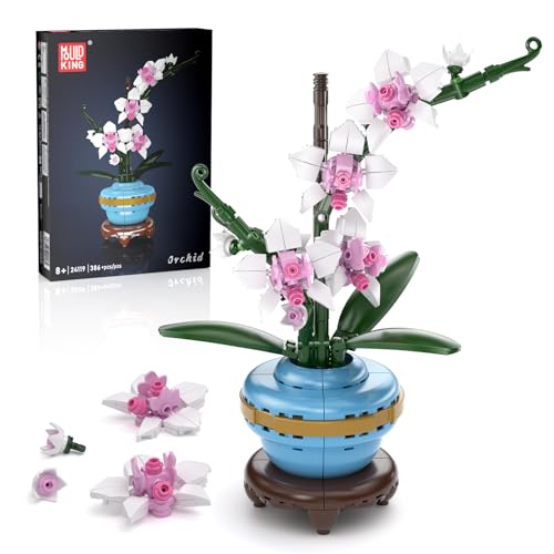 Mould King 24119 Klemmbausteine Blumen Orchidee Bausteine Pflanzen Blumen Bonsai Blumenstrauß Bausatz Collection Geschenk für 8+ Jugendliche und Erwachsene (386 Teile) von Mould King
