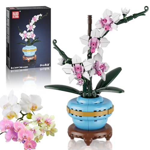 Mould King 24119 Klemmbausteine Blumen Orchidee Blumen Bausteine für Mädchen mit Vase Künstliche Blumenstrauß Bauspielzeug Kreatives Geschenk für Kinder Erwachsene(386 Teile) von Mould King