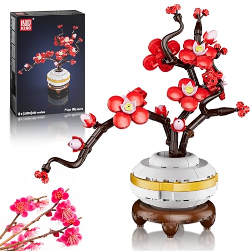Mould King 24120 Klemmbausteine Pflanzen Pflaumenblüte Blumen Bausteine für Mädchen mit Vase Künstliche Botanical Collection Bauspielzeug Kreatives Geschenk für Kinder Erwachsene(393 Teile) von Mould King