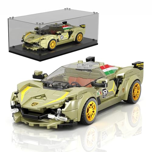 Mould King 27003 Supersportwagen Bausteine Set Klemmbausteine Drift Auto Bausatz Rennwagen Modellauto mit Acryl Display Box Geschenk für Erwachsene und Jugendliche(364 Teile) von Mould King