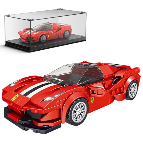 Mould King 27006 Technik Rennwagen Klemmbausteine Auto Bausteine Sets Drift Auto Bausteine 488 GTB mit Acryl Display Box Geschenk für Erwachsene und Jugendliche (329 Teile) von Mould King