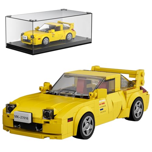 Mould King Technik 27016 Speed Champion RX-7 Rennwagen Bausteine Bausatz Initial D Sportwagen Klemmbausteine mit Acryl-Vitrine Modellautos zum Sammeln (329 Teile) von Mould King