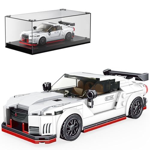 Mould King 27031 Technik Speed Champions Sportwagen Bausteine mit Acryl-Vitrine GTR Rennwagen Klemmbausteine Modellautos zum Sammeln (356 Teile) von Mould King