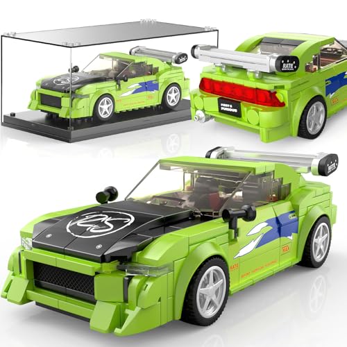 Mould King 27033 Technik Speed Champion Auto Bausteine Rennwagen Klemmbausteine Sportwagen Bauspielzeug mit Acryl Vitrine Modellautos zum Sammeln (390 Teile) von Mould King