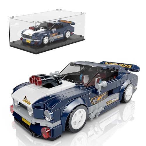 Mould King 27048 Technik Speed Champion Sportwagen Bausteine Musteng 1967 Rennwagen Klemmbausteine mit Acryl Vitrine Modellautos Zum Sammeln (376 Teile) von Mould King