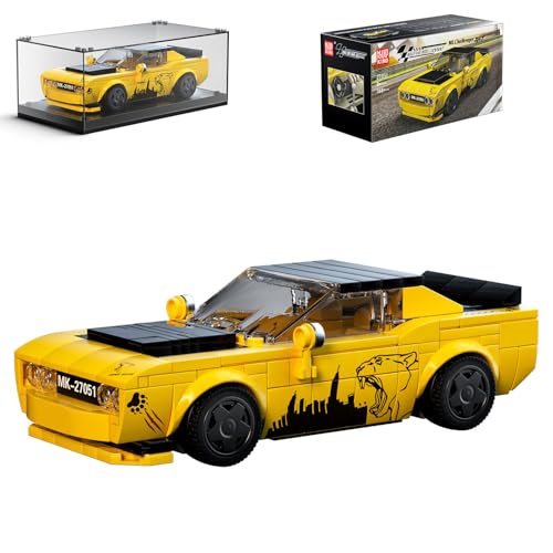 Mould King 27051 Technik Speed Champion Rennwagen Bausteine mit Acryl-Vitrine Challenger Sportwagen Klemmbausteine Modellautos zum Sammeln (368 Teile) von Mould King