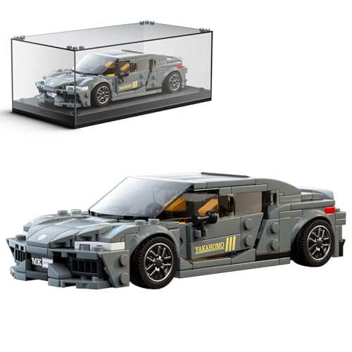 Mould King 27052 Technik Speed Champion Rennwagen Bausteine Sportwagen Klemmbausteine mit Acryl Vitrine Modellautos zum Sammeln (386 Teile) von Mould King