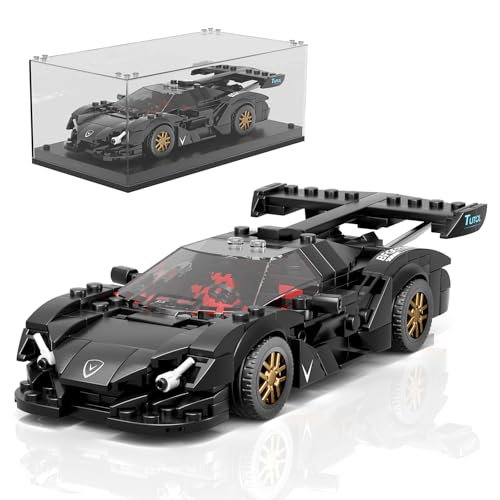 Mould King 27061 Technik Speed Champion Auto Bausteine Ei Sportwagen Klemmbausteine Rennwagen Bauspielzeug mit Acryl Vitrine Modellautos zum Sammeln (325 Teile) von Mould King
