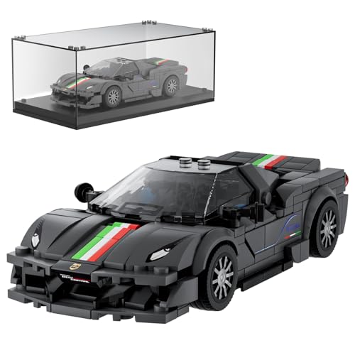 Mould King 27068 Technik Speed Champion Auto Bausteine F488 Sportwagen Klemmbausteine Rennwagen Bauspielzeug mit Acryl Vitrine Modellautos zum Sammeln (358 Teile) von Mould King