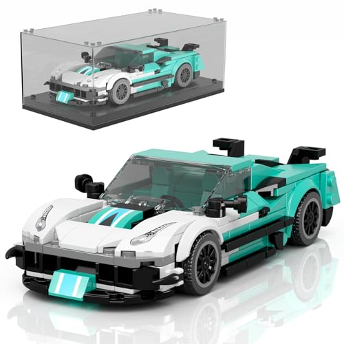 Mould King 27085 Speed Champion Technik Klemmbausteine Auto Supersportwagen Bausteine Set F8XX Rennwagen Modell mit Acryl Vitrine Geschenke für 8+ Kinder und Erwachsene(412 Teile) von Mould King