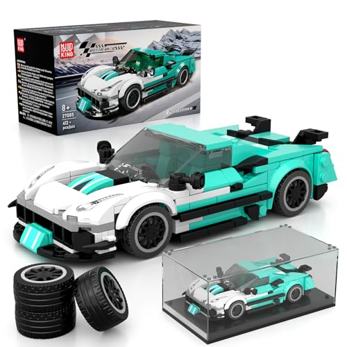 Mould King 27085 Technik Sportwagen Bausteinsets mit Acryl Vitrine Modellautos zum Sammeln, Geschenke für Kinder ab 8+ Jahren/Erwachsene Sammler Enthusiasten, (412 Teile) von Mould King