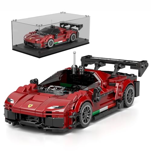 Mould King 27087 Technik Speed Champion Klemmbausteine Auto Supersportwagen Bausteine Set Rennwagen F296 GT3 mit Acryl Vitrine Geschenke für 8+ Kinder und Erwachsene(416 Teile) von Mould King