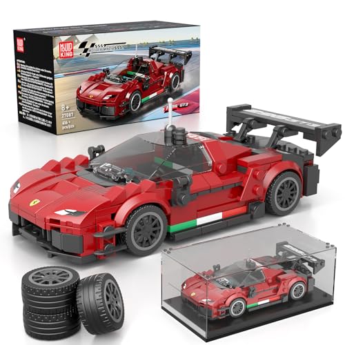 Mould King 27087 Technik Sportwagen Bausteinsets mit Acryl Vitrine Modellautos zum Sammeln, Geschenke für Kinder ab 8+ Jahren/Erwachsene Sammler Enthusiasten, (416 Teile) von Mould King