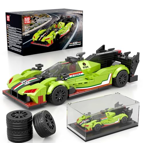 Mould King 27097 Technik Sportwagen Bausteinsets mit Acryl Vitrine Modellautos zum Sammeln, Geschenke für Kinder ab 8+ Jahren/Erwachsene Sammler Enthusiasten (399 Teile) von Mould King