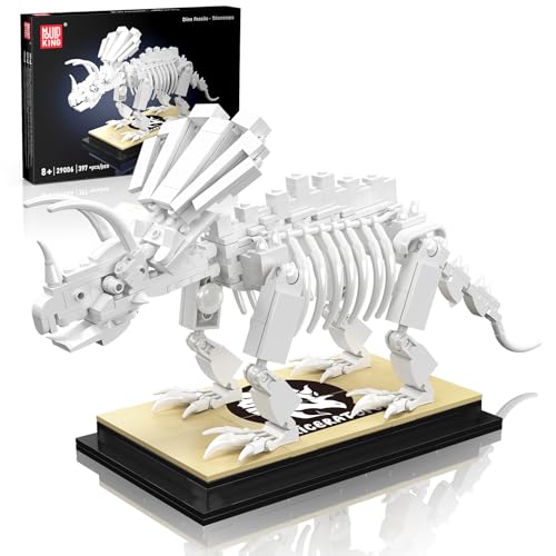 Mould King 29006 Klemmbausteine Dinosaurier Skelett Bausatz Triceratops Tier Fossilien Bausteine Set mit Sockel Sammlerstücke Geschenke für Erwachsene und Kinder 8+ (397 Teile) von Mould King