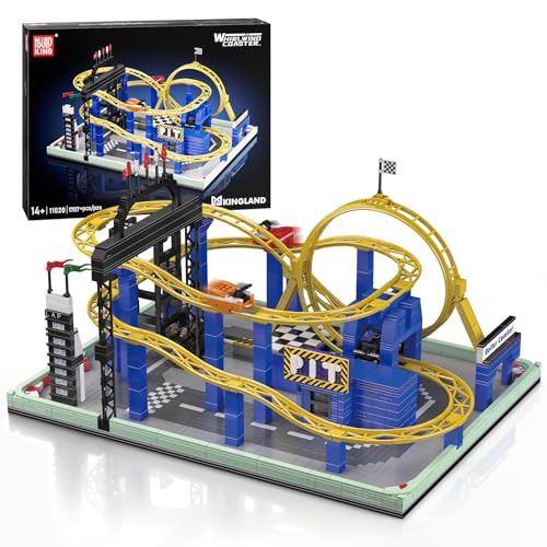 Mould King Achterbahn Bausätze, 11020 Loop Coaster Modell mit Motor, MOC Vergnügungspark Blöcke Kit für Jungen Mädchen 14 und Erwachsene (1707 Teile) von Mould King