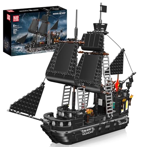 Mould King Black Pearl Piratenschiff Bausteine Spielzeug Set, 932 Teiles Piratenschiff Klemmbausteine, Kreatives Bausatz Geschenk für Jungen Mädchen ab 8 Jahren von Mould King