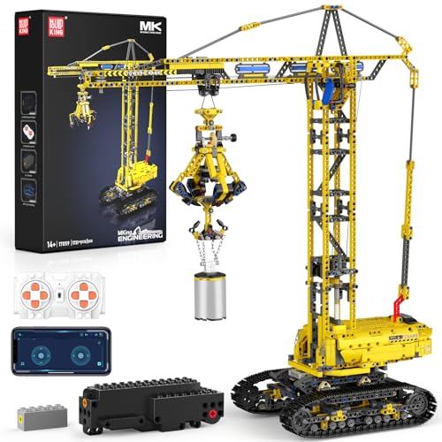 Mould King RC Klemmbausteine Turmdrehkran Klemmbausteine, Modell 17059 Elektro-Raupenkran, APP mobiler Turmdrehkran Baustein-Bausatz, Turmdrehkran Modell Spielzeug (1731 Teile) von Mould King