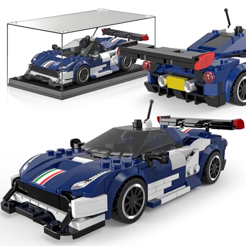 Mould King Speed Champion Auto Serie mit Acrylvitrine, Technische Bausteine 27086 Rennwagen Sportwagen Bauspielzeug, sammelbares Modellauto，Klemmbausteine Rennauto Bausätze für Kinder （499 Teile von Mould King