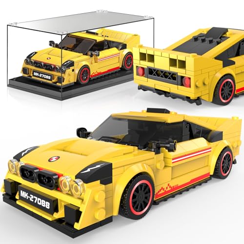Mould King Speed Champion Auto Serie mit Acrylvitrine, Technische Bausteine 27088 Rennwagen Sportwagen Bauspielzeug, sammelbares Modellauto，Klemmbausteine Rennauto Bausätze für Kinder (466 Teile). von Mould King