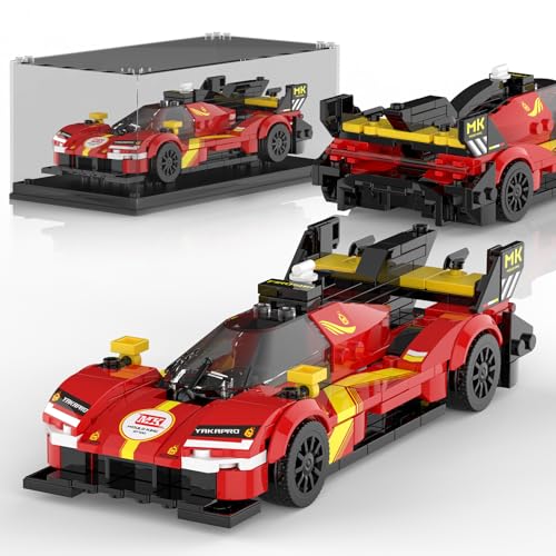 Mould King Speed Champion Auto Serie mit Acrylvitrine, Technische Bausteine 27100 Rennwagen Sportwagen Bauspielzeug, sammelbares Modellauto，Klemmbausteine Rennauto Bausätze für Kinder (355 Teile). von Mould King