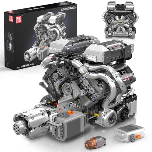Mould King 10201 MOC Technik W16 Motor Bausatz Klemmbausteine kit-Sportwagen Elektromotorantrieb Enthält Motor/Batteriekasten (2024 Teile+) von Mould King