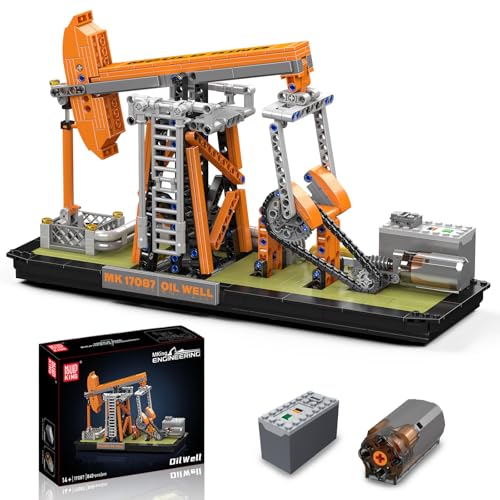 Mould King Baustein-Spielset für Ölquellen, 17087 Technik Beweglicher Ölquellen-Bausteinbausatz, Technisches Bausteinspielzeug mit Motor, STEM für 9-jährigen Jungen (840Teile) von Mould King