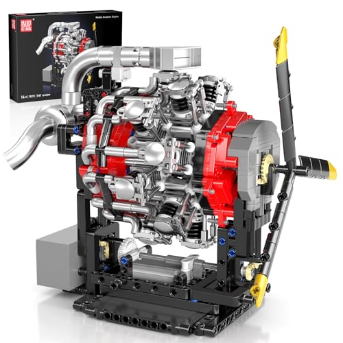 Mould King Flugzeug Motor Bausatz, Modellmotor Bauset für Erwachsene, 10211 STEM DIY Bausatz der funktioniert, Bausteine für Erwachsene und Kinder ab 14 Jahren, 1147 Teile von Mould King