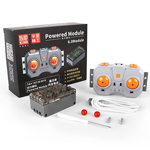 Mould King M0019 6.0 Powered Module, inklusive wiederaufladbarer Fernbedienung und Batteriebox, 6 Power Output Port Upgrade Zubehör (APP-Steuerung/programmierbar), kompatibel mit -Technik von Mould King