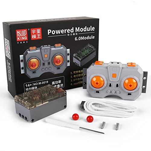 Mould King M0019 6.0 Powered Module Kit, Power Funktions Sets 6.0 mit Wiederaufladbare Fernbedienung und Batteriebox, 2.4 G 6 Kanal Hochgeschwindigkeits-Funktionssets von Mould King