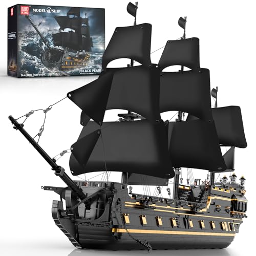 Mould King Piratenschiff Bauspielzeug Modell Bausatz, Pearl Piratenschiff Modellboot Klemmbausteine 13186,Schwarzes Schiffsspielzeug-Bauset für Erwachsene Jungen und Mädchen ab 14 Jahren (5266 PCS) von Mould King