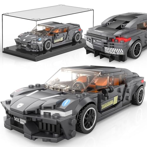 Mould King Speed Champion Auto Serie mit Acrylvitrine, Technische Bausteine 27052 Rennwagen Sportwagen Bauspielzeug, sammelbares Modellauto，Klemmbausteine Rennauto Bausätze für Kinder (389 Teile). von Mould King
