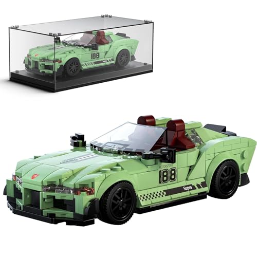 Mould King Speed Champions Supra Modellauto Bauset mit Vitrine, 27046 Sportwagen Bausteine, Rennwagen Spielzeug für Erwachsene und Kinder ab 8 Jahren, 379 Teile von Mould King