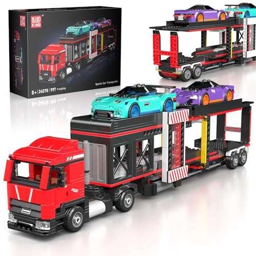 Mould King Sportwagen-Transporter Bausatz, Auto-Transporter LKW Modell für Kinder ab 8 Jahren, 24078 Spielzeug mit Sportwagen, Deko- und Sammelstück für Erwachsene (997 Teile) von Mould King