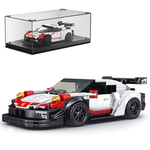 Mould King 27010 Speed Champions Rennwagen Bausteine 911 RSR Sportwagen Klemmbausteine Bausatz mit Acryl-Vitrine Modellautos zum Sammeln (349 Teile) von Mould King