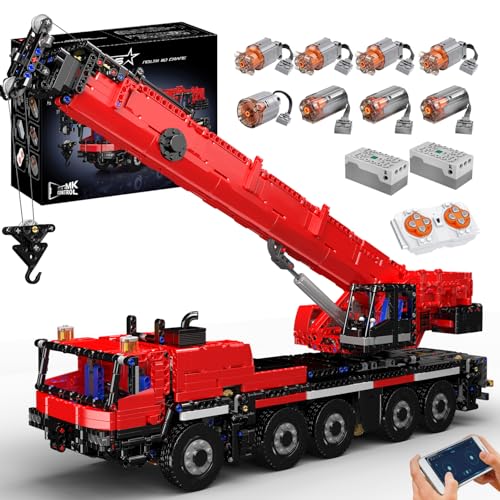 Mould King Technik Abschleppwagen Kran Klemmbausteine, 3218 Teile LKW Bausteine Modell, Fernbedienung Wrecker-Montagesatz Pneumatik Kranwagen für Erwachsene und Jugendliche (Rot) von Mould King