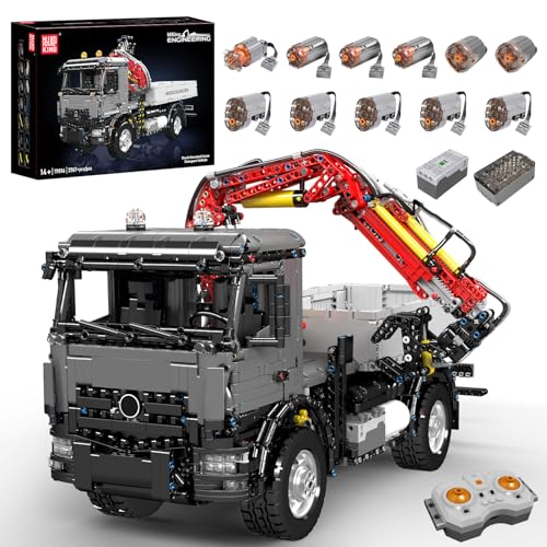 Mould King Technik Kran LKW - MOC APP Fernbedienung Motorisierter Baufahrzeug-Transporter klemmbausteine Bausatz mit Pneumatik Kran und 11 Motoren für Kinder ab 14 Jahren/Erwachsene (3767 Teile+) von Mould King