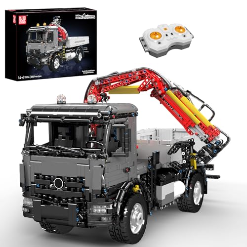 Mould King Technik Kran LKW - MOC APP Fernbedienung Motorisierter Baufahrzeug-Transporter klemmbausteine Bausatz mit Pneumatik Kran und 11 Motoren für Kinder ab 14 Jahren/Erwachsene (3767 Teile+) von Mould King
