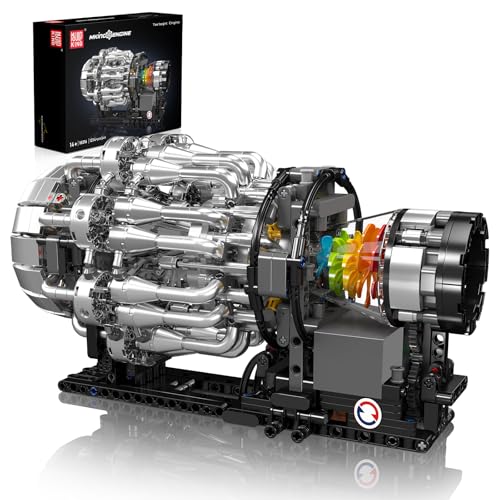 Mould King Turbojet Motor Bausatz, Modellmotor Bauset für Erwachsene, 10216 STEM DIY Turbinen Bausatz der funktioniert, Bausteine für Erwachsene und Kinder ab 14 Jahren, 1214 Teile von Mould King