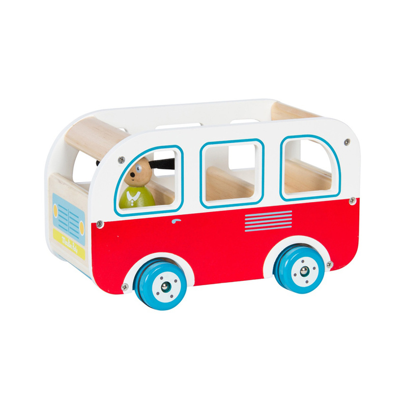 Holz-Bus SIGHTSEEING mit Spielfigur 2-teilig in rot von Moulin Roty