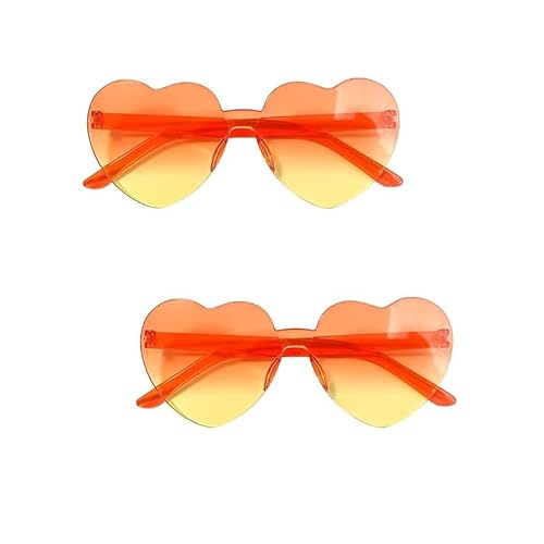 2 Paar Hippie Brille Damen, Herz Brille Orange-Gelb, Randlos, Lustige Kostüm Accessoires für Frauen & Mädchen, für Karneval, Fasching, JGA, Sommerfest & 60er 70er Jahre Hippie Party 2 Paar Hippie Brille Damen, Herz Brille Orange-Gelb, Randlos, Lustige Kostüm Accessoires für Frauen & Mädchen, für Karneval, Fasching, JGA, Sommerfest & 60er 70er Jahre Hippie Party von Mounteps