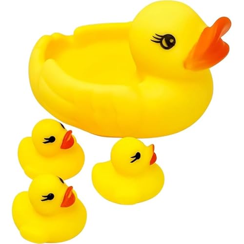 4pcs Gummi Ente Familie Set schwimmende Badewanne Pool Spielzeug Spaß Zeit Badespielzeug von Mounteps