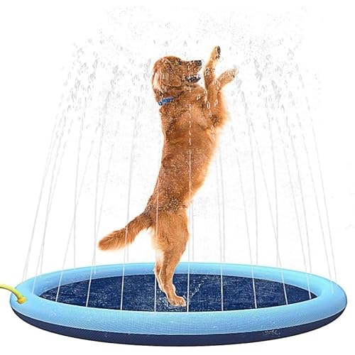 Hundepaddlingpool, 100 cm/39,3 Zoll Hundespraypad, 0,45 mm Dickes, faltbares Sprühpad, rutschfeste PVC-Sprühmatte, Sommer-Outdoor-Strand-Hinterhof-Garten für Hunde von Mounteps